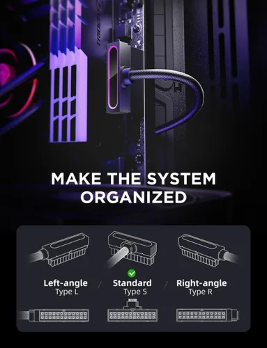 Miniatura 2 de AsiaHorse Hydrus-8PIN GPU PSU Cable de Extensión ARGB Luz, Cable de Extensión de Energía de Cobre de Diseño Minimalista Integrado, 2000W Potencia