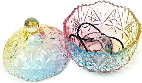 Miniatura 4 de Frasco de vidrio para caramelos de Navidad con relieve de lujo, con tapas, para joyas, tarros de caja de joyería small crown