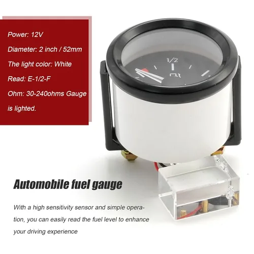 Miniatura 4 de Medidor de nivel de combustible universal de 2 pulgadas 52 mm para coche con sensor de combustible E-1/2-F puntero 12 V