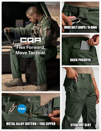 Miniatura 267 de CQR – Pantalones tácticos elásticos tipo cargo para hombre, resistentes al agua, de tela ripstop (antidesgarros), ligeros, ideales para uso diario
