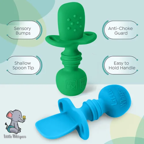 Miniatura 3 de LittleWhispers - Cucharas de silicona para bebés, autoservicio de 6 meses, utensilios aptos para bebés, niños pequeños y niños, primera etapa