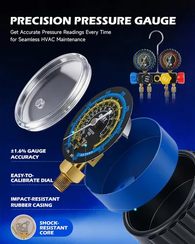 Miniatura 6 de Orion Motor Tech - Bomba de vacío de AC y juego de medidores, bomba de vacío de 1/3 hp, kit de manómetro de 4.5 cfm con detector de fugas, 4