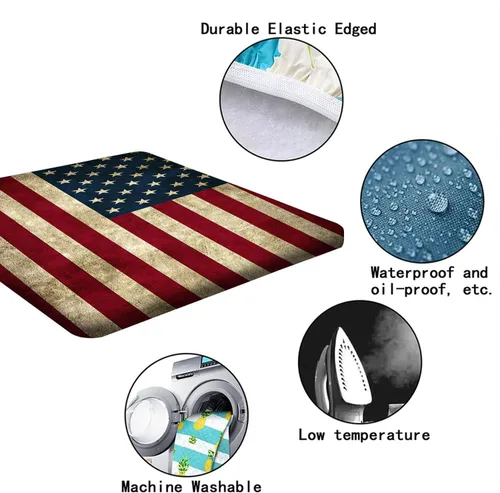 Miniatura 5 de Mantel cuadrado ajustable con bandera americana, 4 de julio, Día de la Independencia, manteles de madera con borde elástico, resistente a