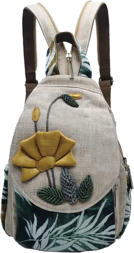 Miniatura 72 de HUANGGUOSHU Mochila de algodón tejida de algodón bohemio con bordado de lona estilo bohemio con múltiples bolsillos retro linda mochila cartera