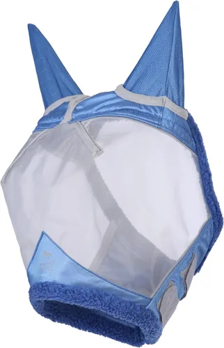 Miniatura 2 de Harrison Howard CareMaster - Máscara para moscas de caballo, malla fina con protección UV y lana extra suave al tacto en la piel, azul cerúleo, M
