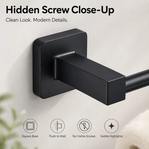 Miniatura 5 de Juego de accesorios de baño de 4 piezas de hardware de baño en negro mate, juego de accesorios de baño de acero inoxidable montado en la pared