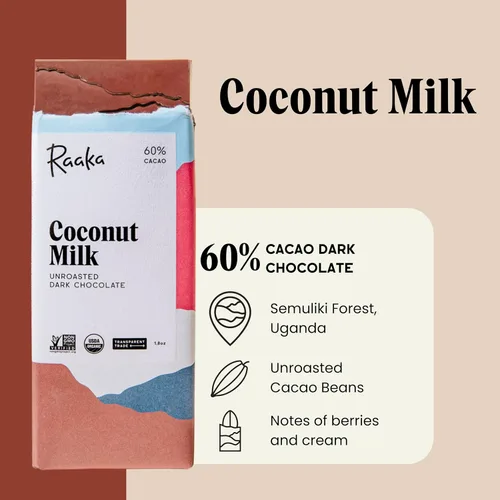 Miniatura 5 de Chocolate oscuro Raaka (barra de 1.8 oz – paquete de 3), orgánico, sin OMG, Kosher Premium Craft Chocolate, vegano, sin gluten y soja, agridulce