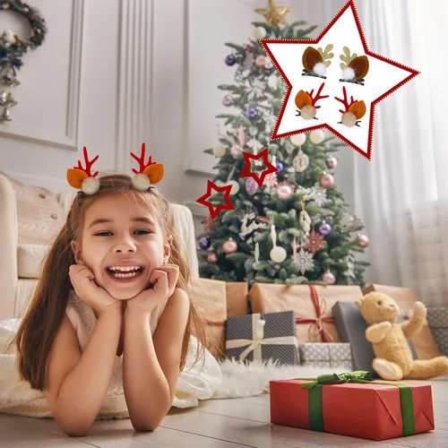 Miniatura 4 de Tigeen 18 pinzas para el pelo de Navidad, árbol, sombrero de oreja de reno, pasadores de lazo, cocodrilo cosplay punk, accesorios novedosos