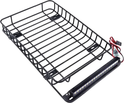 Miniatura 3 de RC 1/10 Metal Roof Rack Equipaje con barra de luz LED para 1:10 RC Crawler Car TRX-4 Axial SCX10 90046 SCX10 III AXI03007 Redcat Gen 8 RGT