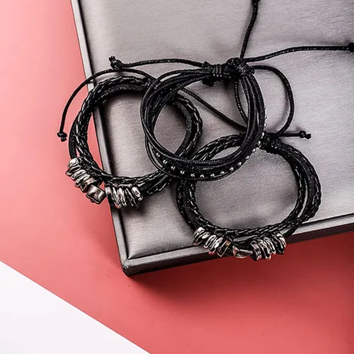 Miniatura 7 de Pulsera de cuero trenzada ajustable para hombres y mujeres