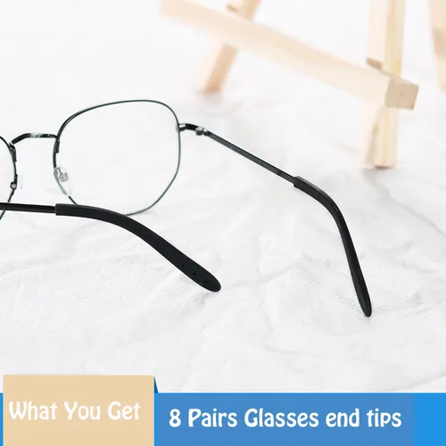 Miniatura 7 de Puntas de extremo de la patilla de las gafas, antideslizantes, de silicona suave, de repuesto, para patillas de metal fino, 8 pares