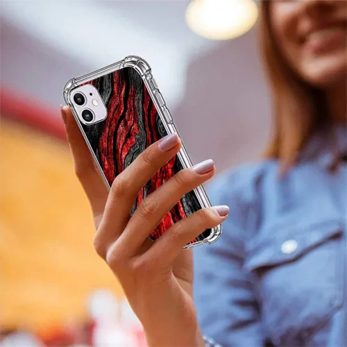 Miniatura 7 de CARLOCA Funda compatible con iPhone 11 Pro, patrón de grano de madera negro y rojo transparente con diseño de plástico transparente para iPhone 11