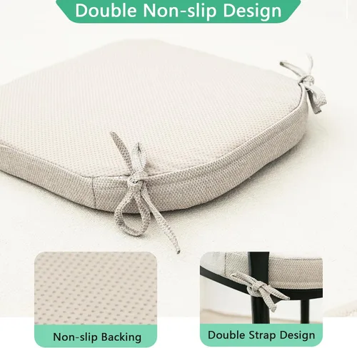 Miniatura 6 de Helios&Hestia Cojines para sillas de comedor de interior con lazos para cocina, cojines de asiento para exteriores con funda extraíble, parte Beige