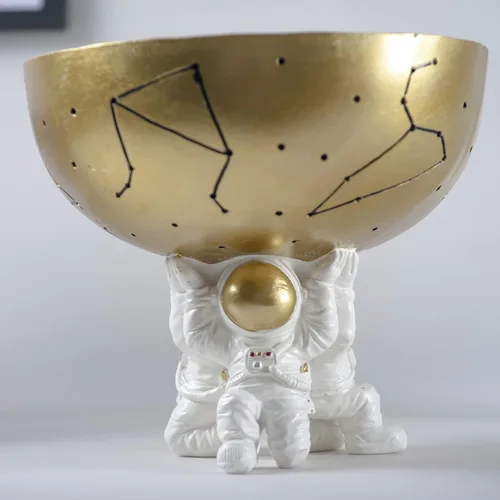 Miniatura 7 de Esculturas familiares de astronautas, familia de 3 figuras de astronautas, decoración de dormitorio con temática espacial, decoración de escritorio