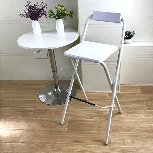Miniatura 2 de Taburete plegable para el hogar, silla de bar de 27/29 pulgadas, taburete alto con respaldos, silla de pub de madera, taburete de metal