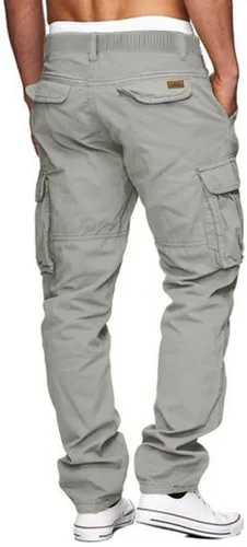 Miniatura 2 de JMIERR Pantalones cargo para hombre, casuales, de algodón, ajuste relajado, cintura elástica, ligeros, con múltiples bolsillos