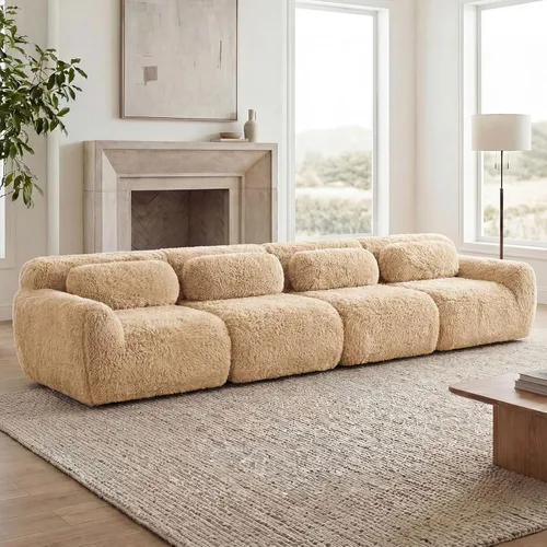 Miniatura 139 de Sofás modulares modulares sin hueso de 82 pulgadas para sala de estar, juego de sofá comprimido de 2 plazas, no requiere montaje, tela de pana, Verde