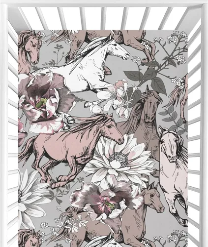 Miniatura 42 de CaTaKu Sábanas de cuna para niñas y niños – Sábanas de bebé bohemias con flores silvestres, sábanas de colchón neutro para cuna para cama