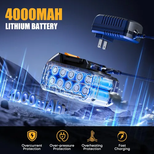 Miniatura 3 de Takuoo Llave de impacto inalámbrica de 1/2 pulgada, pistola de impacto sin escobillas de 1200 N.m (900 pies-libras), llave eléctrica de alto par