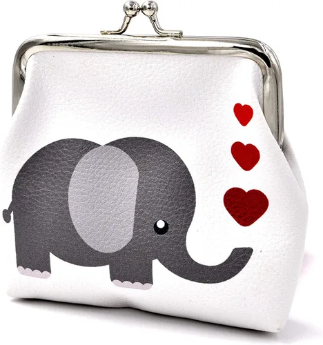 Miniatura 2 de Nodykka Monedero de piel sintética con diseño de animales, bolsa de cambio, regalos para mujeres, niños y niñas, llavero, Elefante-corazón