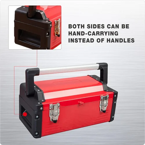 Miniatura 5 de Jack Boss Caja de herramientas de metal de acero de 16 pulgadas, caja organizadora de herramientas portátil duradera con mango de aleación