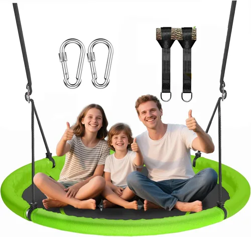 Miniatura 7 de Columpio de árbol de platillo de 48 pulgadas para niños y adultos, columpio volador más grande para toda la familia, capacidad de peso de 700 libras