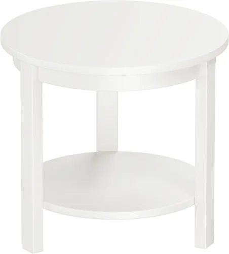 Miniatura 7 de Mesa auxiliar redonda de madera maciza con estante de almacenamiento, 22 pulgadas de ancho x 20 pulgadas de alto, mesa auxiliar de madera moderna