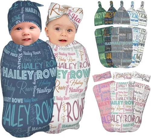 Miniatura 14 de Juego de canastillas personalizadas para niños y niñas, suave manta personalizada para bebé de 0 a 3 meses para recién nacido Color-01
