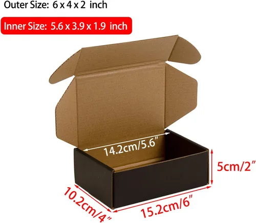 Miniatura 2 de Cajas de envío de 6x4x2 pulgadas, paquete de 25, cajas de embalaje de cartón corrugado para pequeñas empresas, negras