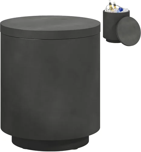 HOMCOM Mesa auxiliar enfriadora para exteriores de 2.6 galones, mesa de centro fría 3 en 1 con almacenamiento, cubo de hielo extraíble y tapa, mesa