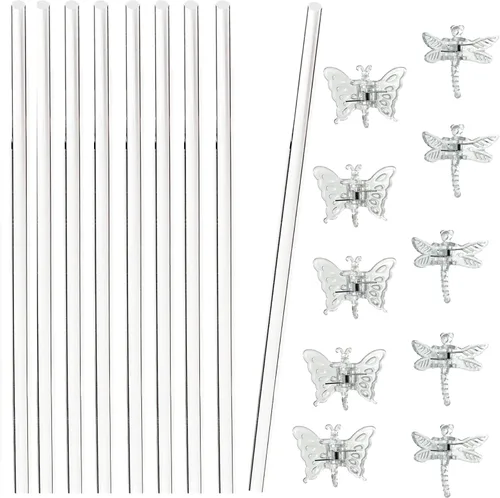 30 estacas acrílicas para plantas de jardín de un solo tallo para plantas, estacas transparentes para orquídeas y 30 clips de soporte para plantas,