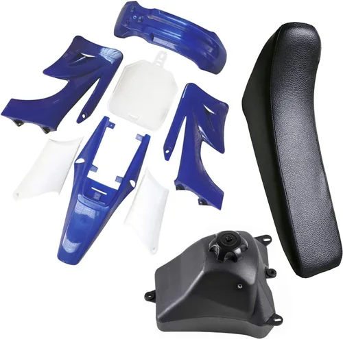 Miniatura 11 de TDPRO Kit de carenado de plástico, piezas de guardabarros y asiento negro y depósito de combustible de gasolina de gasolina de 3 litros para Apollo