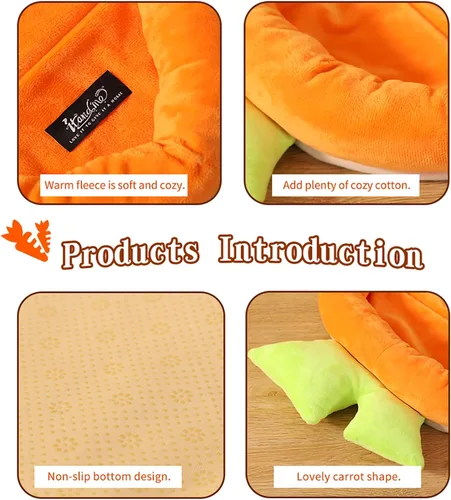 Miniatura 3 de Cama de conejo, cama de conejo, con forma de zanahoria, suave y cómoda, lavable a máquina, cama de conejillo de indias, bonita cama de animales