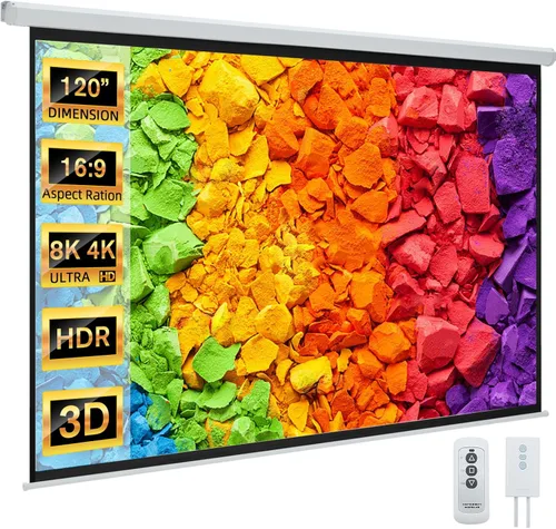 Miniatura 15 de YODOLLA Pantalla de Proyector Motorizada de 72", 16:9, 4K HD Desplegable Retráctil, Pantallas de Proyección Eléctricas Automáticas de Pared y Techo
