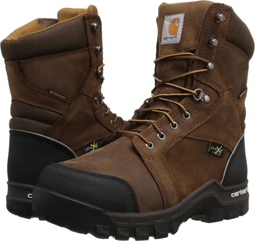 Miniatura 7 de Carhartt Botas de trabajo para hombre impermeables con punta compuesta para metatarsianos internos de 8 pulgadas CMF8720 Marrón
