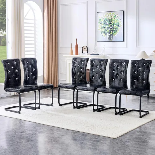 Miniatura 27 de gopop Juego de 2 sillas de comedor Juego de sillas de cocina modernas Cojín de piel sintética Patas de metal de alta resistencia Respaldo