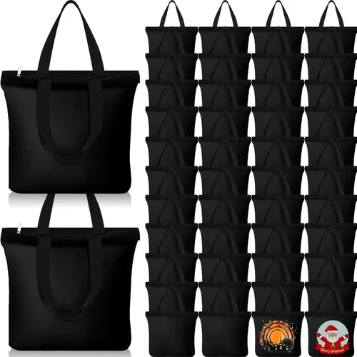 Miniatura 11 de Silkfly 20 Bolsas de Lona a Granel de 16.5x13.4'' Bolsas de Lona de Algodón en Blanco con Asas y Cremallera Reutilizables Lisas para Comestibles