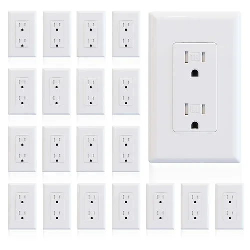 Miniatura 12 de ELEGRP Toma de corriente decorativa de pared, resistente a manipulaciones, 15 amperios, enchufe eléctrico de pared estándar, grado residencial