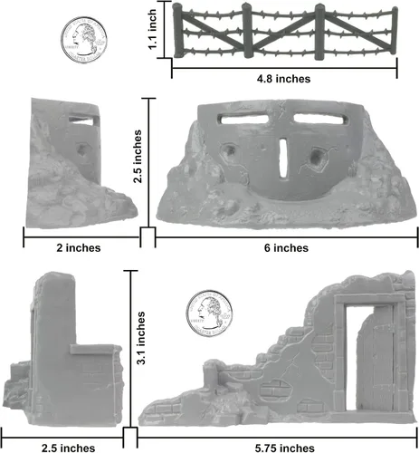 Miniatura 3 de BMC Classic Marx Axis Ambush - 14pc Gris Plástico Ejército Hombres Playset Accesorios