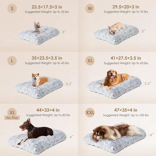 Miniatura 2 de EHEYCIGA Cama Mullida para Jaula de Perros Pequeños, Almohadilla de Jaula de Piel Sintética de Felpa, Cama Calmante Anti Ansiedad para Perros Gris
