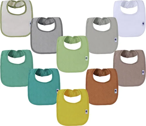 Miniatura 7 de SPINFOX Baberos impermeables para niñas, niños, babero unisex de algodón sólido de punto para bebés