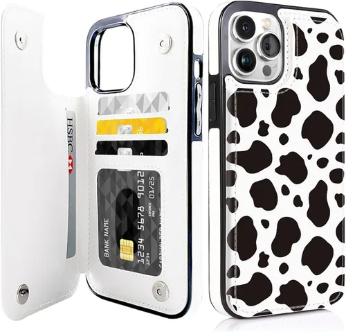Miniatura 11 de Funda compatible con iPhone 13 Pro Max con tarjetero y ranuras para tarjetas integradas de piel sintética, función atril y a prueba de golpes