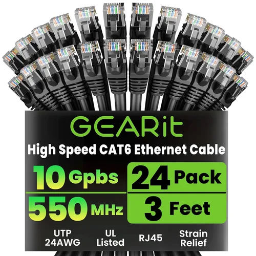 Miniatura 19 de GearIT Cable Ethernet Cat 6 de 1.5 pies y 18 pulgadas (paquete de 24) - Cable de conexión Cat6, cable de conexión Cat 6, cable Cat6, cable Ethernet