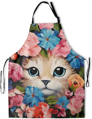 Miniatura 53 de Delantal con bolsillos, delantales para mujeres y hombres, delantal de cocina para cocinar, jardinería, servidor, camarera, pintura