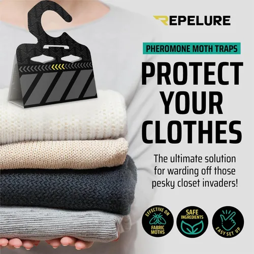 Miniatura 3 de Trampas para polillas prémium con feromonas, paquete de 12, trampas para polillas de ropa para armario, prevención de polillas en interiores