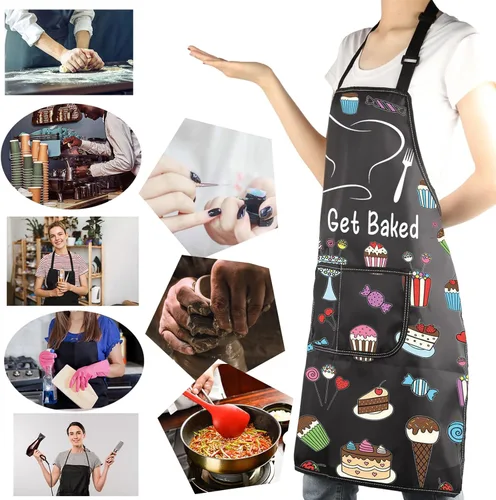 Miniatura 6 de MBMSO Delantal para hornear, regalos divertidos para panaderos, amantes de la cocina, delantal de cocina I Bake People Happy Delantal para hornear