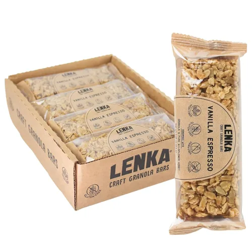 Miniatura 8 de Lenka Discovery - Paquete de 12 bocadillos de granola con alto contenido de fibra, caramelo salado, bayas omega, vainilla expreso, mantequilla