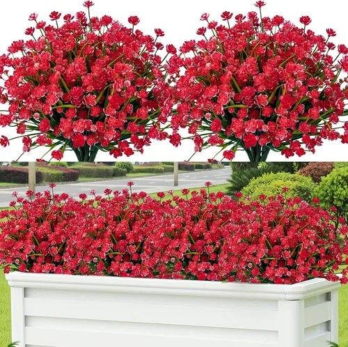 Miniatura 8 de Lnoicy 20 flores artificiales para exteriores, decoración de flores de plástico, resistentes a los rayos UV, plantas artificiales para interiores
