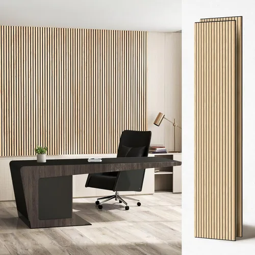 Miniatura 9 de PIWA Paneles de listones acústicos de madera, 94 x 24 pulgadas, 2 unidades, superficie MDF de 0.472 in con núcleo absorbente de sonido de 0.394