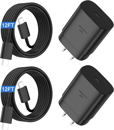Miniatura 9 de Cargador súper rápido tipo C, bloque de cargador de pared rápido USB C de 25 W y cable de carga rápida súper largo de 8 pies para Samsung Galaxy